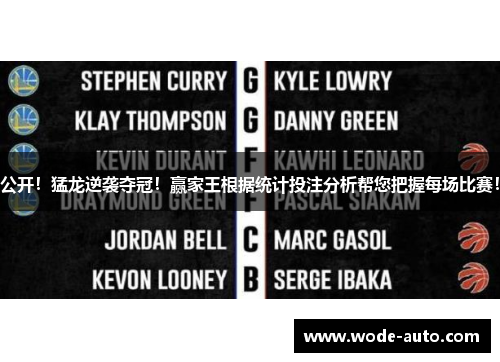 公开！猛龙逆袭夺冠！赢家王根据统计投注分析帮您把握每场比赛！